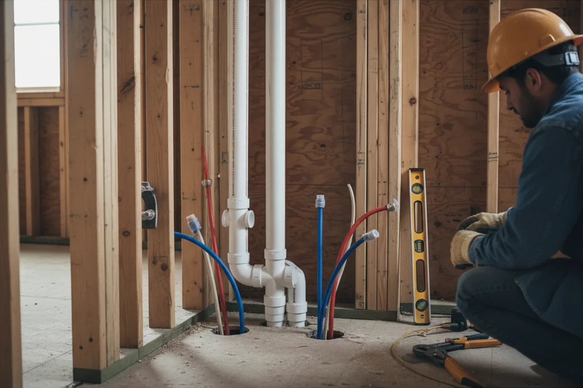 Drain and supply rough-in during Leak Detection in Conway